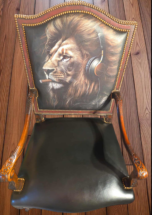 Custom Order Option: Alternative Version Vintage French Louis Antique Hollywood Regency Boudoir Accent Chair Home Decor Painted Chair w/Lion