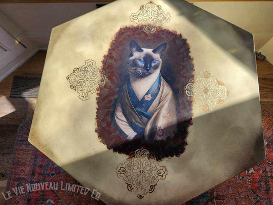Custom Order Option: Beautiful Siamese Cat Bed, Cat House, Pet Crate, Cat Lover Gift, End Table, Vintage 70s Hexagon Japanese Art Retro