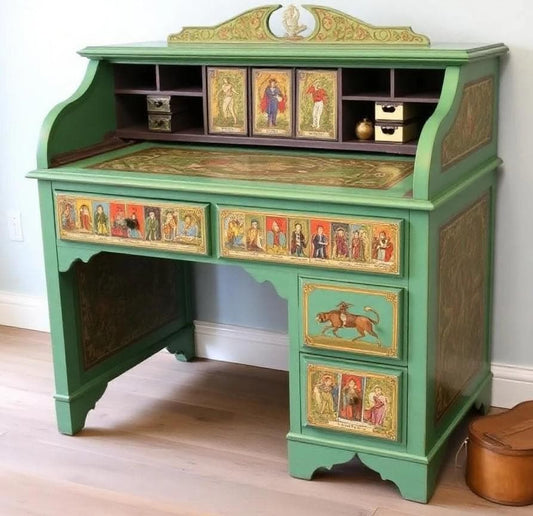 Custom Order Option: Antique Rolltop Writer's Desk Tarot Card Reader Divination Retro Receptionist Vintage Unique Home Study Office Decor