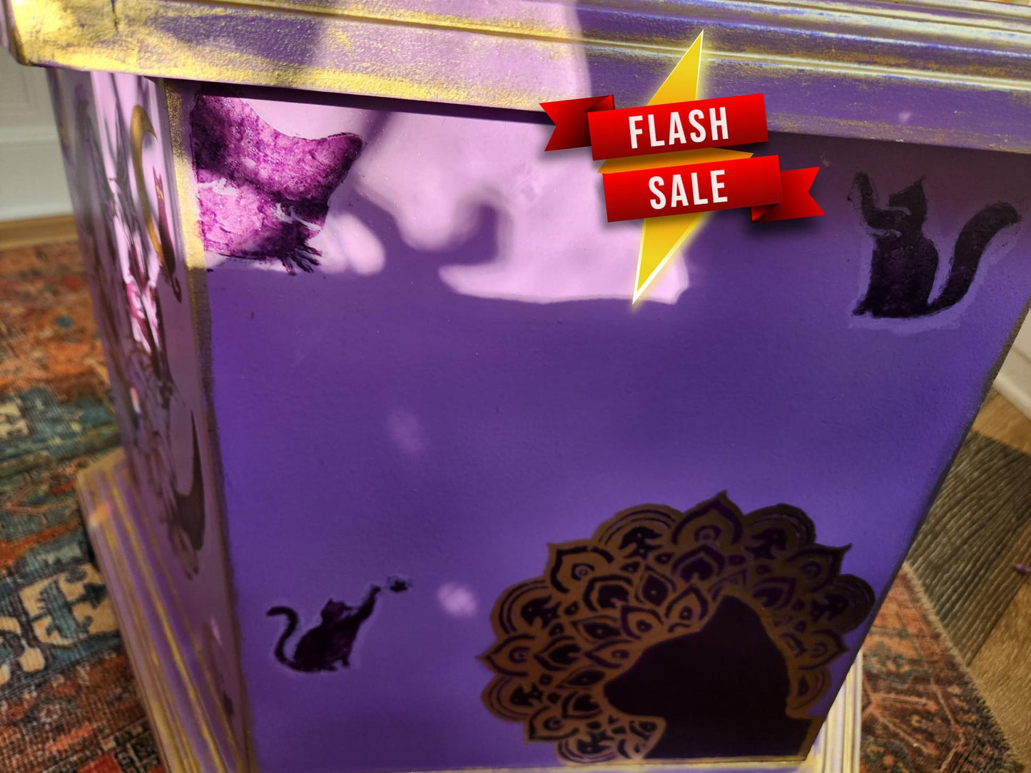 Custom Order Option: Witchy Cat Bed, Cat House, Cat Gifts, Pet Crate, Pet Kennel, End Table, Vintage 70's Hexagon Shape, Cat Lover Gift