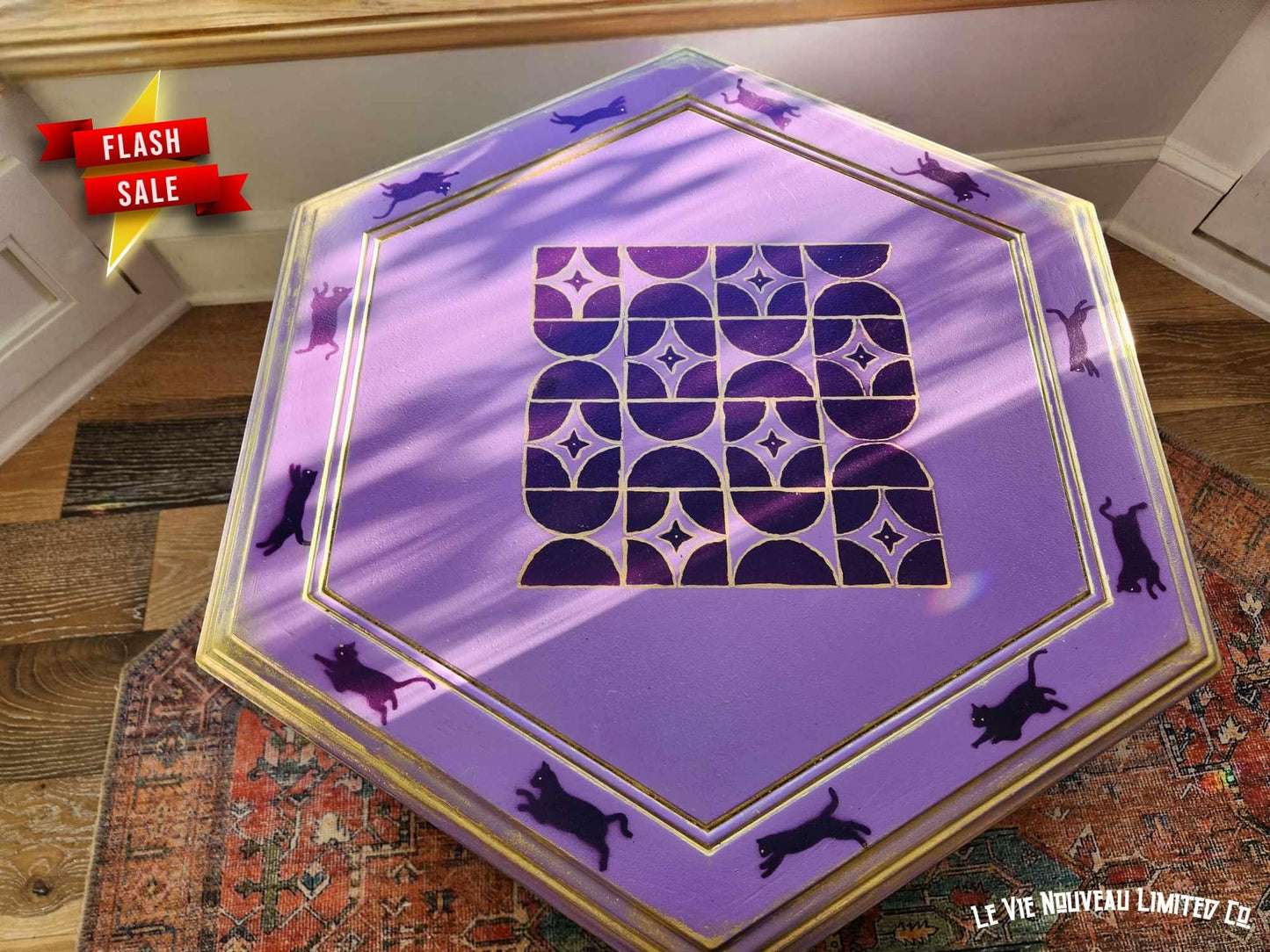 Custom Order Option: Witchy Cat Bed, Cat House, Cat Gifts, Pet Crate, Pet Kennel, End Table, Vintage 70's Hexagon Shape, Cat Lover Gift