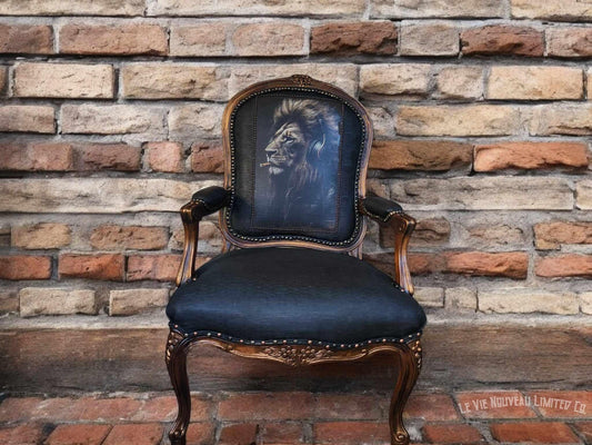 Custom Order Option: Vintage French Louis Antique Hollywood Regency Boudoir Accent Chair, Boho Decor, Home Decor, Hand Painted Chair w/Lion