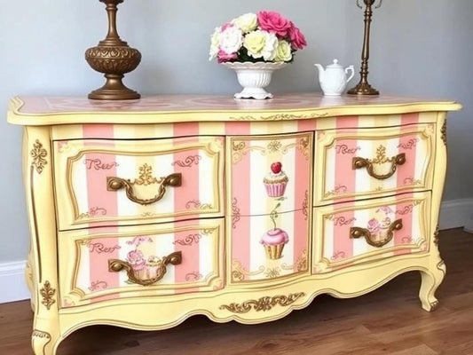 Custom Order Option: Upcycled Antique Side Buffet Bakery Shop Deserts Pastries Cupcakes Baker Art Vintage Home Decor Storage Cabinet
