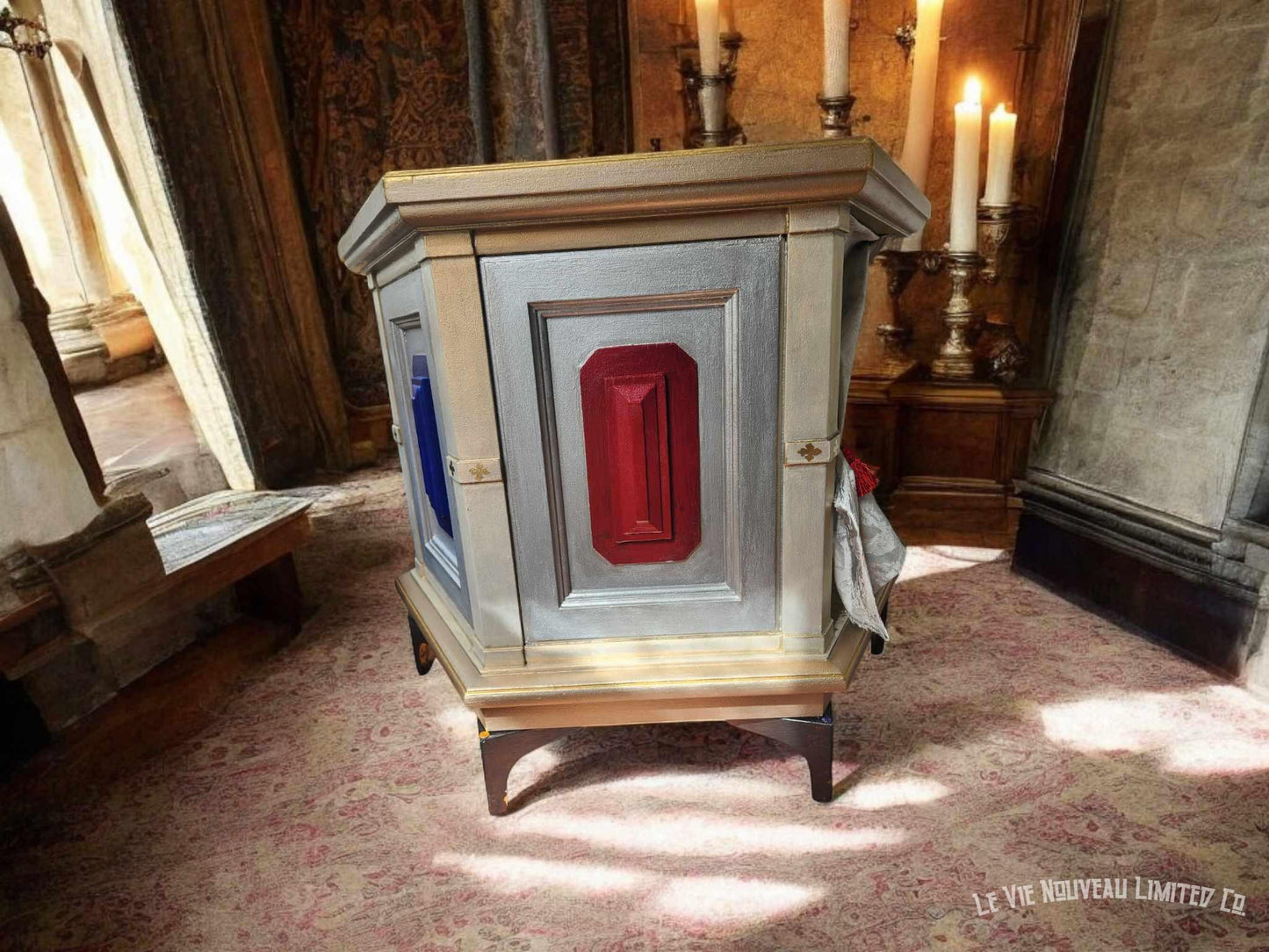 Yorkie Dog Bed Vintage Thomasville 70s Solid Wood Hexagon End Table & Dog Kennel Crate, Dog Lover Gift, Unique small Dog Pet Furniture