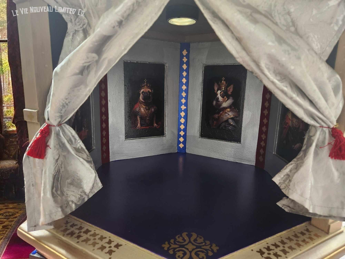 Yorkie Dog Bed Vintage Thomasville 70s Solid Wood Hexagon End Table & Dog Kennel Crate, Dog Lover Gift, Unique small Dog Pet Furniture