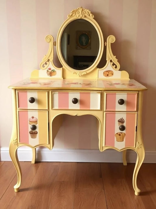 Custom Order Option: Upcycled Antique Retro Bakery Shop Vanity w/Mirror Make-Up Vintage Home Salon Décor Dressing Table Boudoir