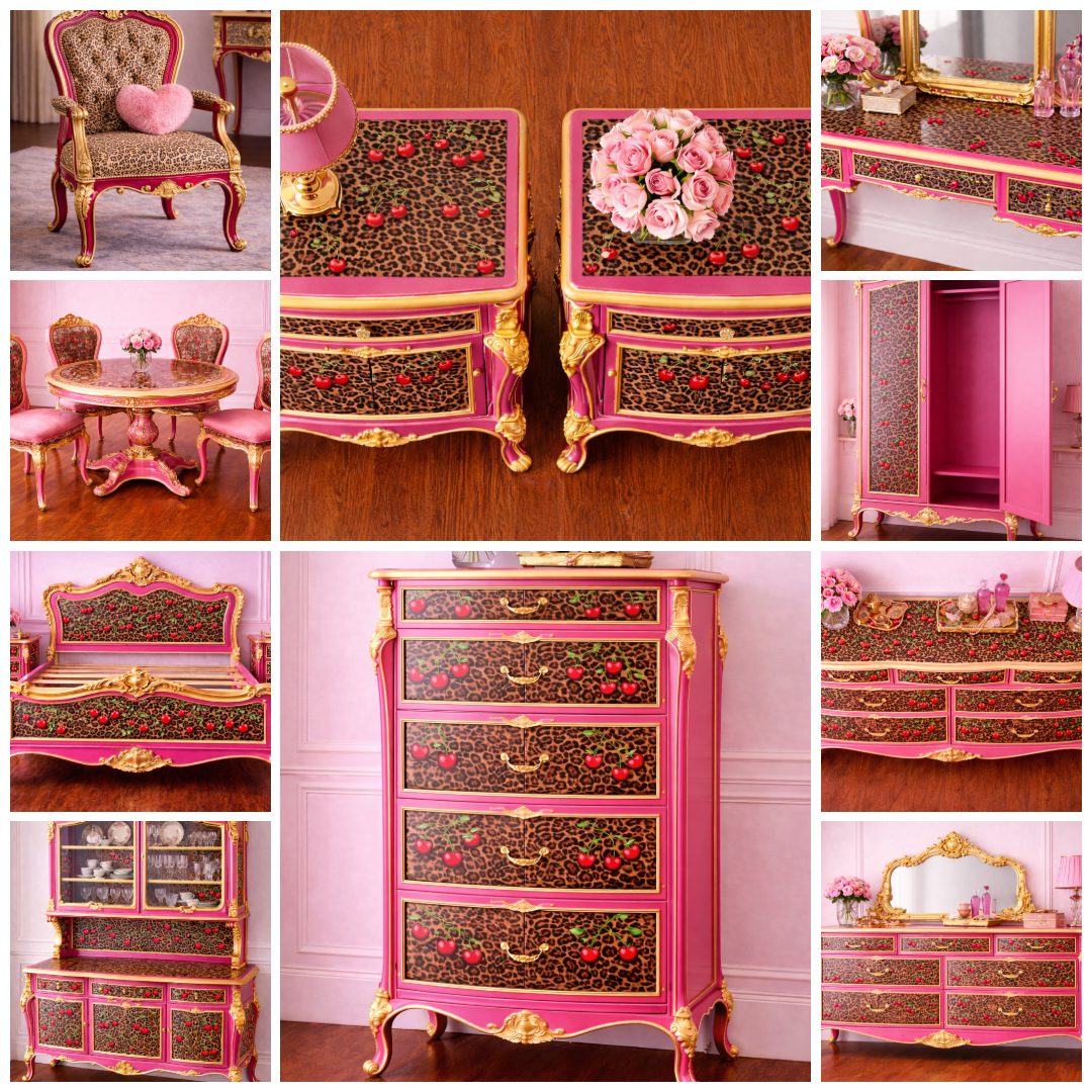 Custom Order Option: Upcycled Antique Rolltop Writer's Desk Cherry Cheetah Retro Home Office Décor