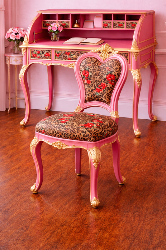 Custom Order Option: Upcycled Antique Rolltop Writer's Desk Cherry Cheetah Retro Home Office Décor