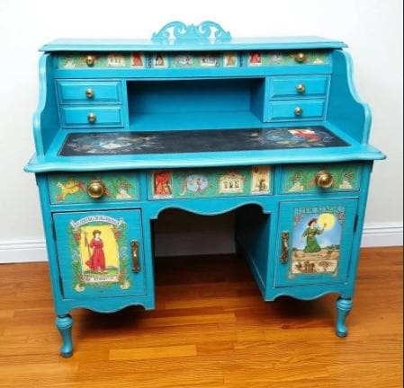 Custom Order Option: Antique Rolltop Writer's Desk Tarot Card Reader Divination Retro Receptionist Vintage Unique Home Study Office Decor