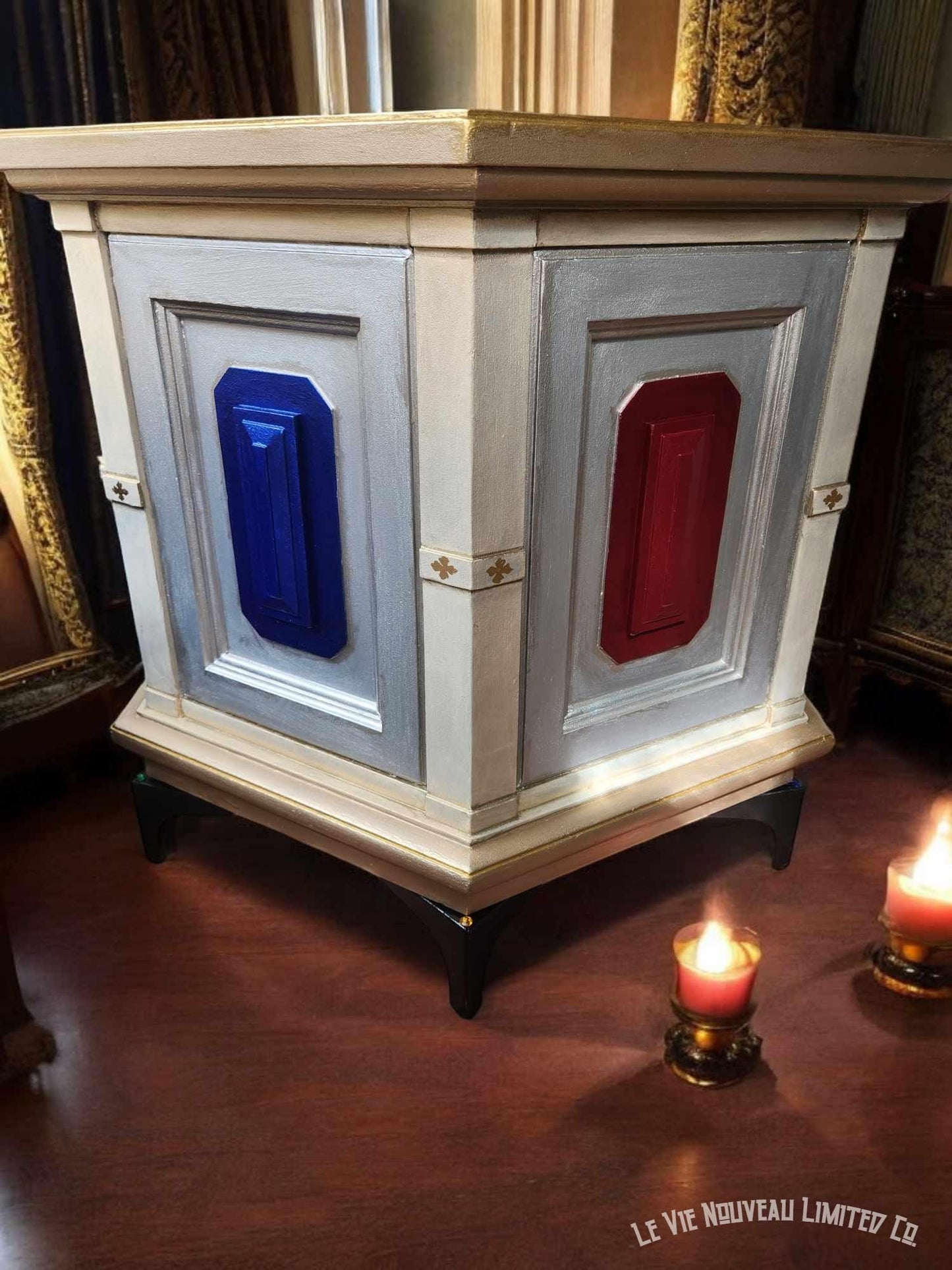 Yorkie Dog Bed Vintage Thomasville 70s Solid Wood Hexagon End Table & Dog Kennel Crate, Dog Lover Gift, Unique small Dog Pet Furniture