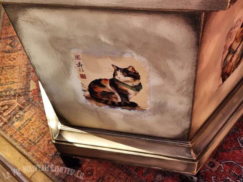 Custom Order Option: Beautiful Siamese Cat Bed, Cat House, Pet Crate, Cat Lover Gift, End Table, Vintage 70s Hexagon Japanese Art Retro